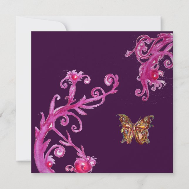 Convites BORBOLETA, rosa brilhante roxo (Frente)