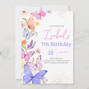 Convites Borboleta Rosa Púrpura Aniversário