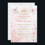 Convites Borboleta rosa Quinceañera<br><div class="desc">Borboleta Rosa Quinceañera Convite Mexicano Mis Quince 15 Anos,  16 Anos,  16 Anos,  Borboleta Rosa Princesa Design,  Fundo Floral,  Rosa Quince</div>
