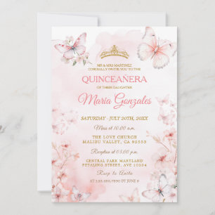 Convites Borboleta rosa Quinceañera