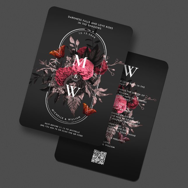 Convites Borboleta Rosa Rosa Rosa Rosa Rosa Rosa Rosa, Casa (Luxury Gothic Boho Wedding Pink Rose Butterfly Invitation
)