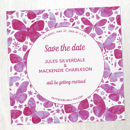 Convites Borboleta Rosa Watercolor Casamento Salva a Data
