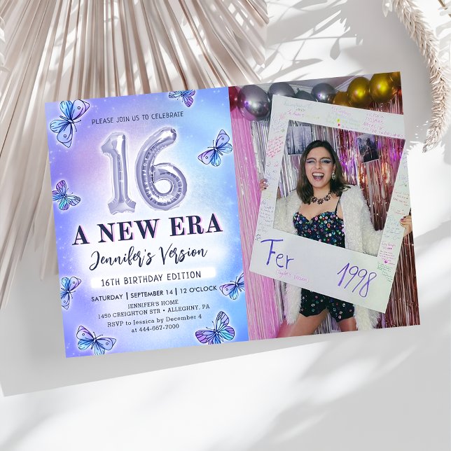 Convites Borboleta Roxa Eras Aniversário 16ª Foto (Criador carregado)