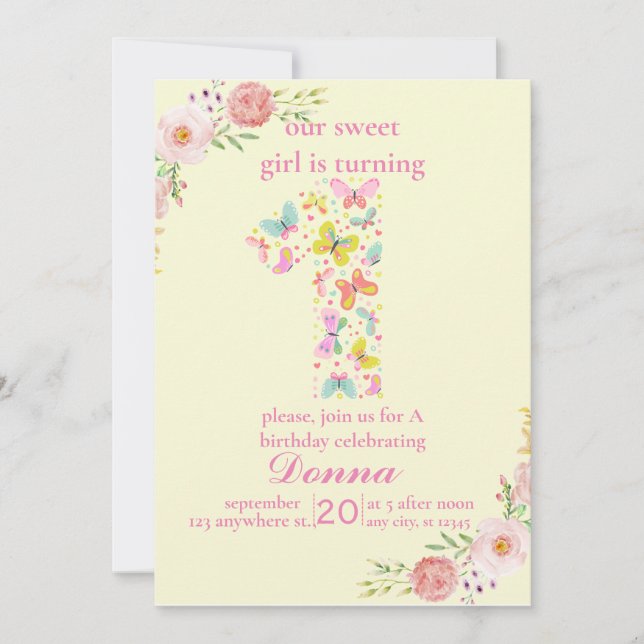 Convites Borboleta Roxa Nossa Pequena Borboleta (Frente)