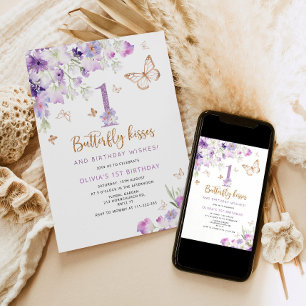 Convites Borboleta Roxa, primeiro aniversário