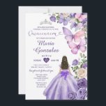 Convites Borboleta Roxa Princesa Vestida Floral Quinceañera<br><div class="desc">EDITABLE Purple Butterfly Princess Dress Floral Quinceañera Convite Para A Princesa Púrpura Coroa Silver Coroa Mis Quince Convite Mis Quince 15 Anos,  16 Anos Aniversário</div>