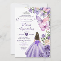Borboleta Roxa Princesa Vestida Floral Quinceañera