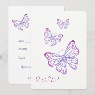 Convites Borboleta RSVP de Jardim Vermelho-Rosa