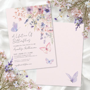 Convites Borboleta Rubor Rosa Floral Chá de Noiva