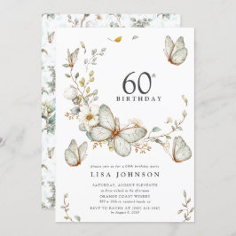 Convites Borboleta Rustic Watercolor 60ª Festa de aniversár