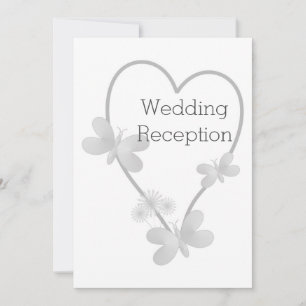 Convites Borboleta Silver Heart recepção de casamento