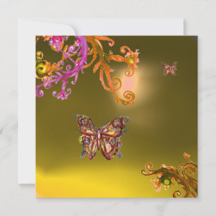 Convites BORBOLETA TOPÁZIO AMARELO, rosa laranja marrom bri