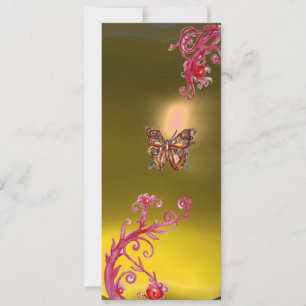 Convites BORBOLETA  TOPÁZIO , amarelo vermelho brilhante ro