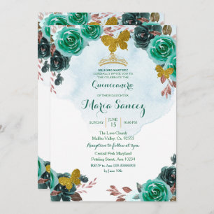 Convites Borboleta Verde Emerald Charra Mis Quince