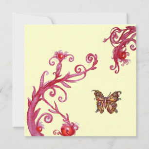 Convites BORBOLETA, vermelho brilhante branco