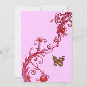 Convites BORBOLETA, vermelho brilhante rosa