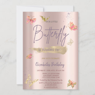 Convites Borboletas Aquarela Dourado Rosa Dourado Aniversár