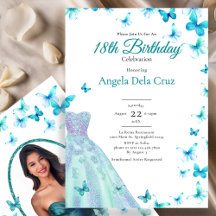 Borboletas Azuis e Vestido Debut de 18 Anos