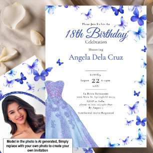 Convites Borboletas Azuis E Vestido Estreia 18 Anos
