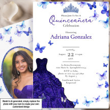 Borboletas Azuis Vestido Tiara Foto Quinceanera