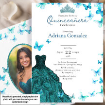 Borboletas Azuis Vestido Tiara Foto Quinceanera