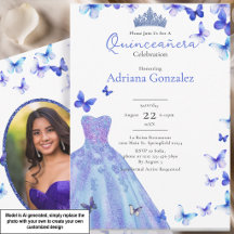 Borboletas Azuis Vestido Tiara Foto Quinceanera
