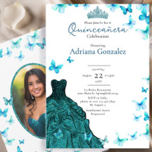 Borboletas Azuis Vestido Tiara Foto Quinceanera