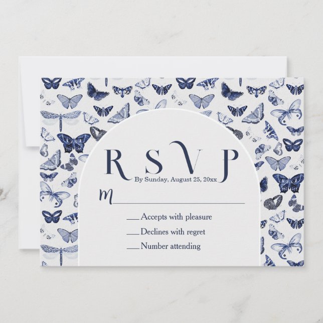 Convites Borboletas Azuis Vintage (Frente)