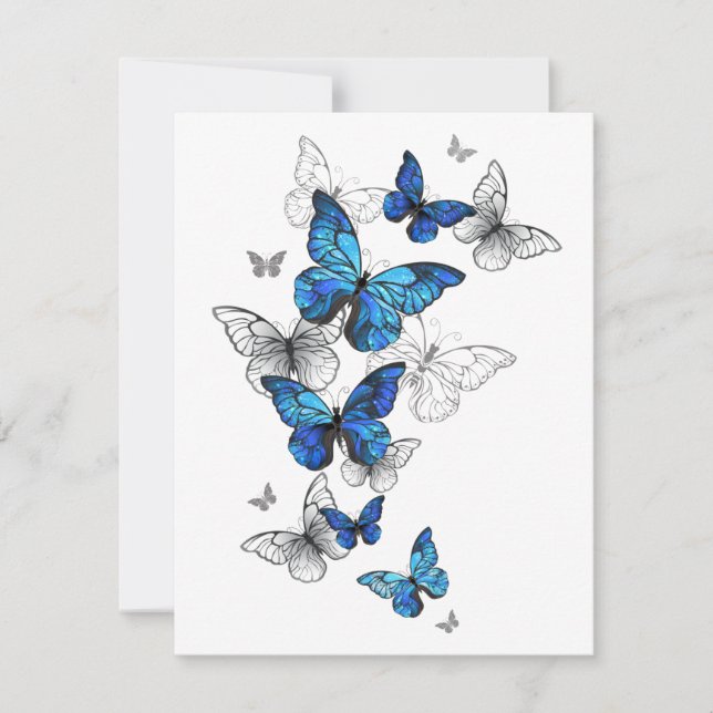 Convites Borboletas Azuis Voadoras Morpho (Frente)