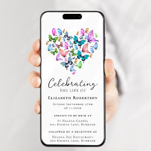 Convites Borboletas bonito Evento Digital Funeral