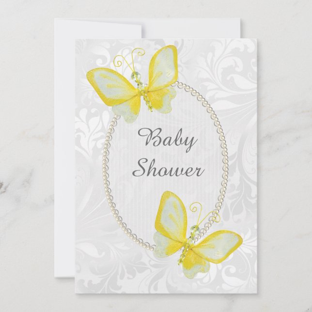 Convites Borboletas Chá de fraldas duplo (Frente)