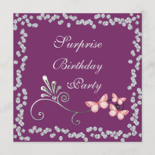 Convites Borboletas chiques & aniversário da surpresa dos