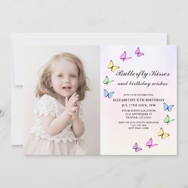 Convites Borboletas Coloridas Aniversário (Frente)