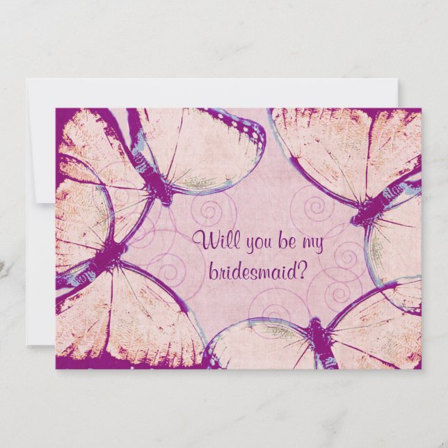 Convites borboletas cor-de-rosa (Frente)