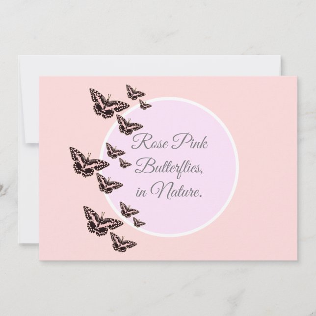 Convites borboletas cor-de-rosa rosa (Frente)