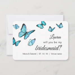 Convites Borboletas de aquarela azul Você Será Minha Noiva