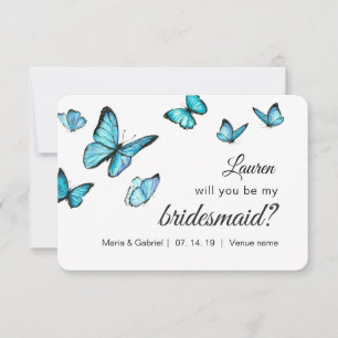 Convites Borboletas de aquarela azul Você Será Minha Noiva