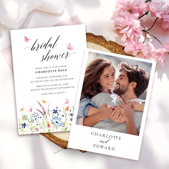 Convites Borboletas de Aquarela Chá de panela rosa pincelad (Criador carregado)