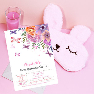 Convites Borboletas de Aquarela Noite Floral