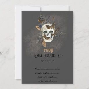 Convites Borboletas de Caveira Gótica Casando RSVP