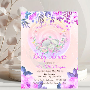Convites Borboletas de Elefante Bebê Fofo Floral