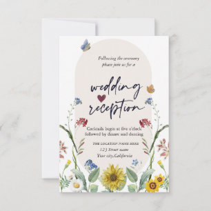 Convites Borboletas de Girassol de Flores Silvestres Recepç