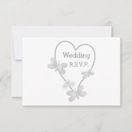 Convites Borboletas do Coração Silver de RSVP de Casamento