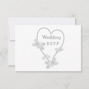 Convites Borboletas do Coração Silver de RSVP de Casamento