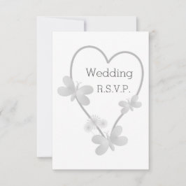 Convites Borboletas do Coração Silver de RSVP de Casamento
