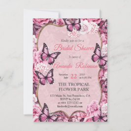 Convites Borboletas e flores em diferentes tons de pinks