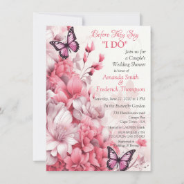 Convites Borboletas e flores em diferentes tons de pinks