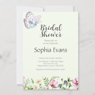 Convites Borboletas e Flores Silvestres Chuva de Noiva Amar