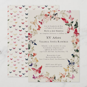 Convites Borboletas Elegante Quinceañera 15 Birthday