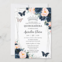 Borboletas Florais Azuis Marinhos Quinceañera